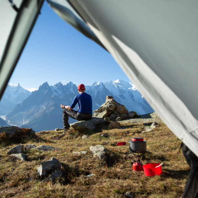 vue de la tente matin bivouac